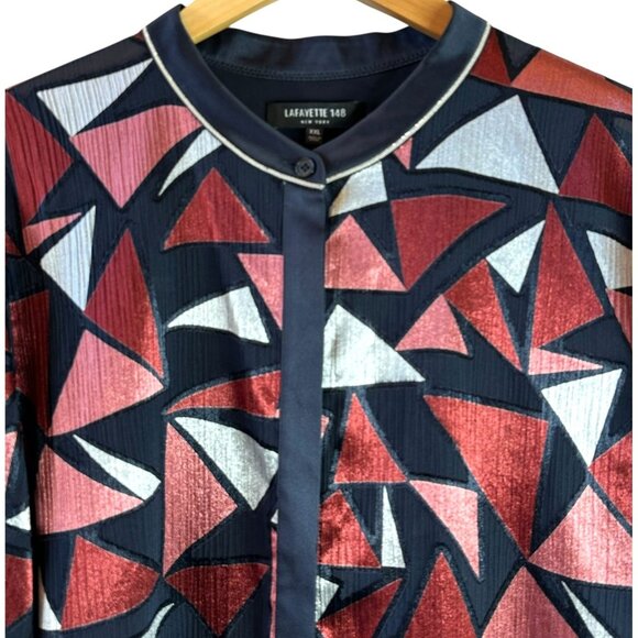 Lafayette 148 New York Desra Burnout Geometric Tunic Top Size XXL - Picture 4 of 8